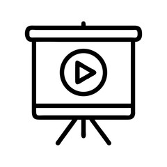 Fototapete - Projection Screen with Play Button Icon Representing Video Presentation and Media Display