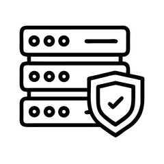 Fototapete - Server Stack with Shield Icon Representing Data Protection and Network Security