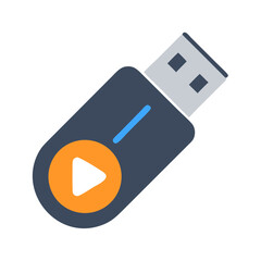 Leinwandbilder - USB Flash Drive with Play Button Icon Representing Portable Media Playback and File Storage