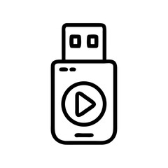Leinwandbilder - USB Flash Drive with Play Button Icon Representing Portable Media Playback and File Storage