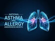 © Hriday - Luminous lungs shine a light on National Asthma and Allergy Awareness Month, glowing with vibrant blue and pink hues against a dark background.