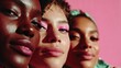 © Anastasiia K. - Diverse Beauty Portrait – Close-Up of Multi-Ethnic Models with Glowing Skin, Soft Pastel Light, Natural Makeup, Skincare Aesthetic, High Fashion Editorial Style, Copy Space