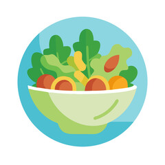Wall Mural - Salad Bowl Illustration – Colorful vector illustration of a fresh salad in a bowl, ideal for healthy food, diet, and nutrition concepts.