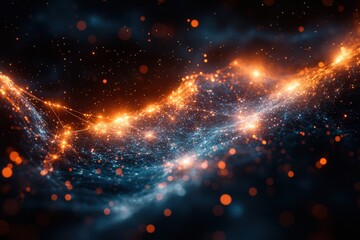 Wall Mural - vivid cosmic landscape showcasing swirling light patterns and sparkling particles in a dark cosmic e