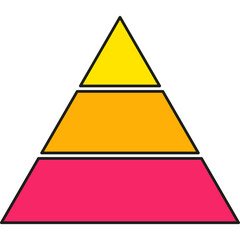 Wall Mural - pyramid infographic chart. triangle hierarchy data with three segments. vector illustration isolated