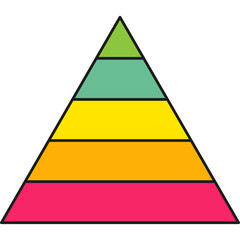 Wall Mural - pyramid infographic chart. triangle hierarchy data with five segments. vector illustration isolated 
