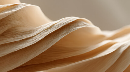 Beige fabric texture background abstract design soft waves textile pattern smooth silk material backdrop close up