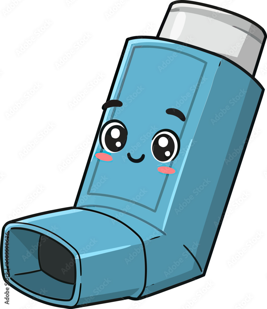 Breathing Buddy: A friendly and charming cartoon of an inhaler ...