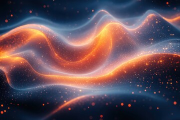 Wall Mural - dynamic waves of light create a mesmerizing visual experience in a dark background filled with beaut
