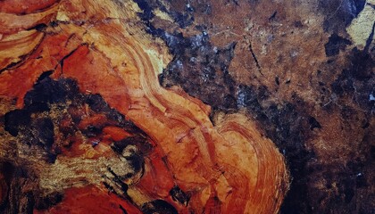 Aufkleber - abstract cracked stone texture with orange and black earthy patterns for wall art, background, design or print

