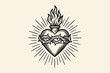 © Victoria - Sacred flaming heart with thorns in vintage engraving style