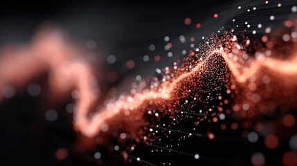 Wall Mural - abstract visualization of data point waveform with dynamic motion and light particles