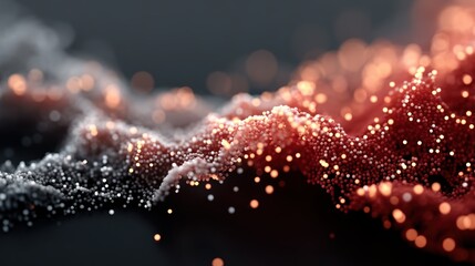 Wall Mural - abstract glowing particle waves in motion with depth and light effects
