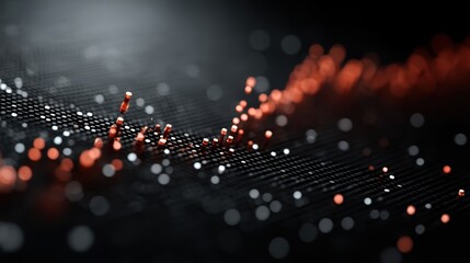 Wall Mural - abstract digital art with red and white lights on dark background