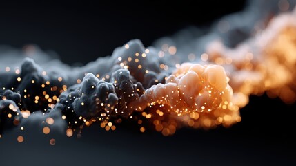 Wall Mural - abstract cloud of glowing orange and white particles in motion