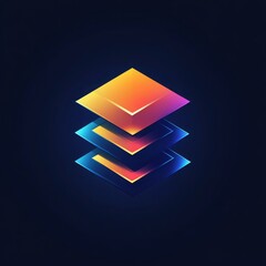 Wall Mural - Vibrant Geometric Layers with Neon Glow on Dark Background for Creative Design and Modern Art Concept Representing Depth and Innovation in Visual Appeal