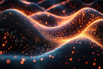 Wall Mural - colorful waves of light create a mesmerizing digital landscape in a dark environment