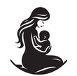 © pylypchuk25 - Mother and baby stylized vector symbol, mom hugs her child logo template