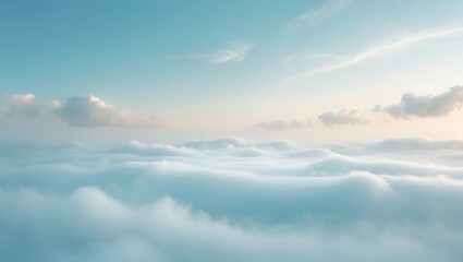 Wall Mural - Bright blue sky featuring fluffy white clouds. A picturesque day filled with colorful nature in the morning.
