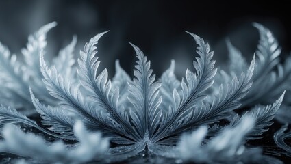abstract ice structures on a black surface create a frost effect.