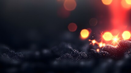 Wall Mural - Abstract Background with Glowing Particles and Soft Lights in a Dark Atmosphere