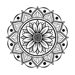  pattern in the form of a mandala. Henna tattoo mandala. Mehndi style. Decorative pattern in oriental style. Coloring book page.