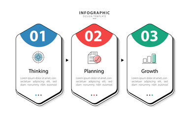 Poster - Business infographic template. 3 Step timeline journey. Process diagram, 3 options on white background, social media post, Infograph elements vector illustration.
