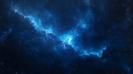 Star-Filled Galaxy with Bright Blue Nebulae, A stunning view of a star-filled galaxy with bright blue nebulae and countless stars scattered