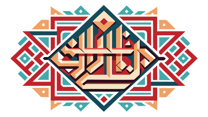 Aufkleber - Colorful geometric Arabic calligraphy illustration featuring a vibrant design with intricate shapes and patterns, capturing cultural essence