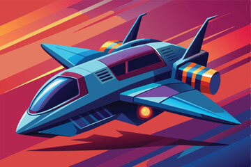Poster - Futuristic jet aircraft soaring through vibrant skies with dynamic colors in a high-speed flight