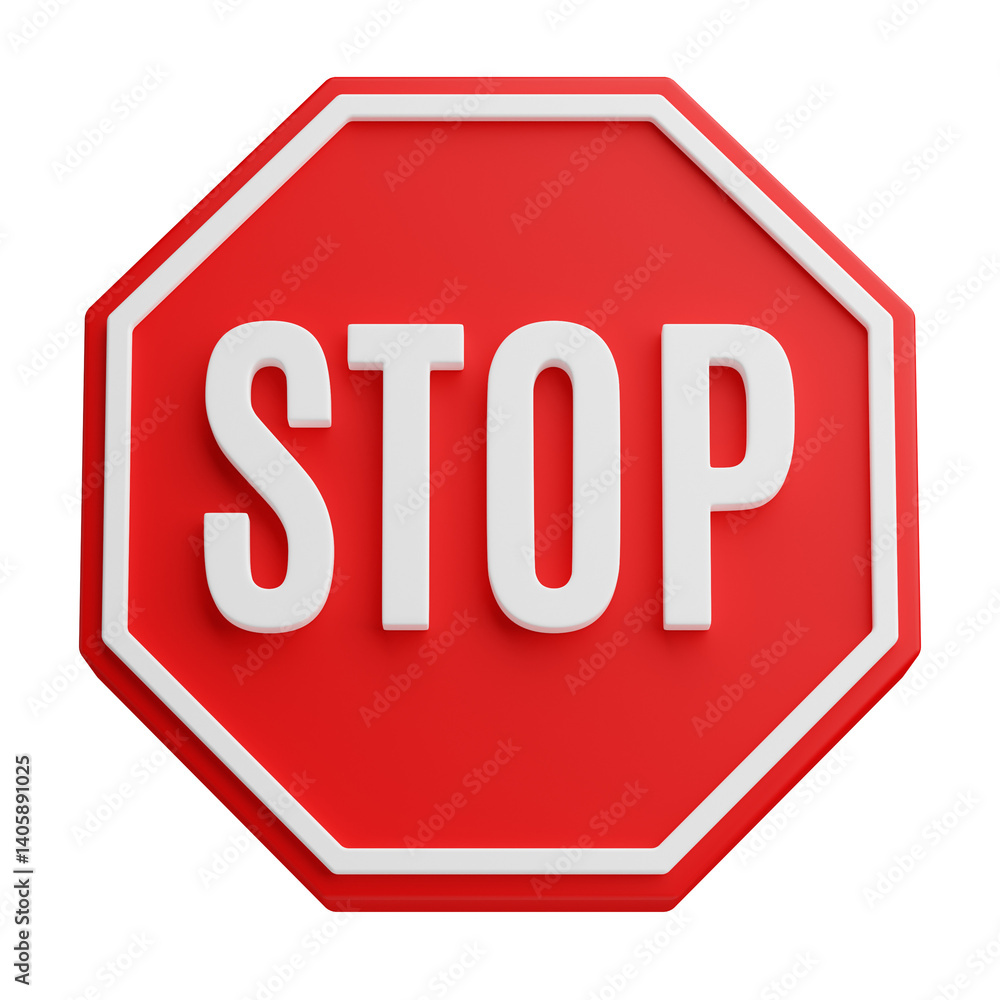 Stop Sign Rendering red stop road sign, prohibited, Stop traffic sign, 3d render ...