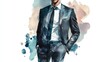 © Johannes - Fashion watercolor illustration of man in business casual outfit. Hand drawn painting of elegant suit. Luxury look illustration