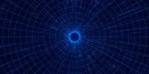 Wall Mural - abstract flow of data in cyber wormhole. quantum computing information vortex. digital singularity.