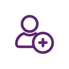 Wall Mural - adding new contact: a minimalistic icon of a person with a plus symbol, set against a clean backgrou
