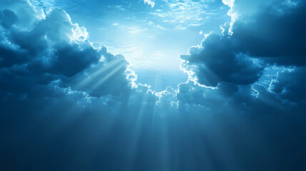 Wall Mural - mystical blue clouds in ethereal light, creating a serene underwater atmosphere. fabled whisper. ill