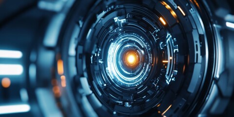 Wall Mural - a futuristic circular design featuring glowing elements. the image showcases a blend of technology a