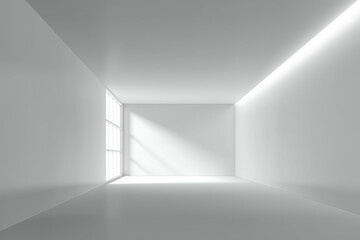 Poster - Empty white room with window lighting and hidden lighting fixture