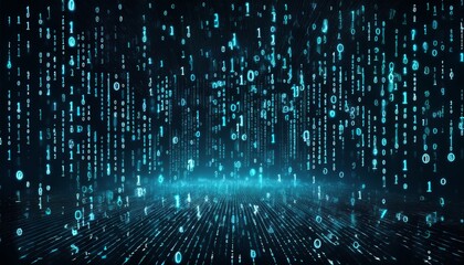 abstract digital binary code, computer matrix data falling numbers concept background, graphic resource