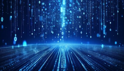 abstract digital binary code, computer matrix data falling numbers concept background, graphic resource
