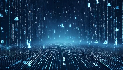 abstract digital binary code, computer matrix data falling numbers concept background, graphic resource