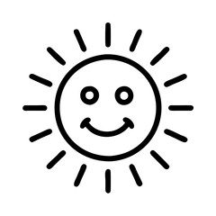 Wall Mural - cute sun drawing vector illustration, summer sunshine clip art, happy sun face graphic design elemen