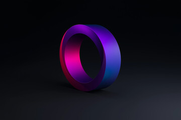 Poster - Gradient purple and blue torus floating on dark background