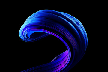 Poster - Abstract blue and purple swirling shape on black background