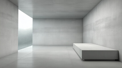 Poster - Empty concrete room with podium and light coming from window