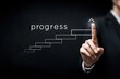 © amrets - Progress steps with finger pointing towards success on transparent background