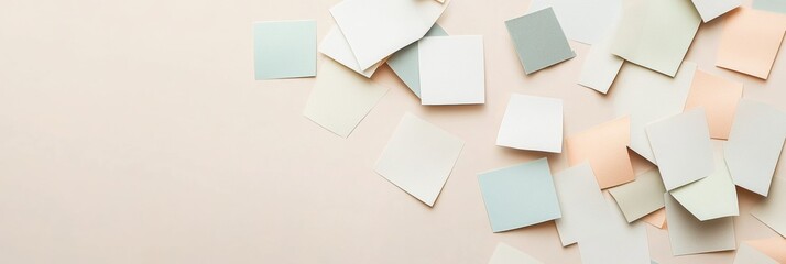 Aufkleber - Torn note paper stickers scattered across a neutral desk background, creating a modern stationery-inspired display for creative projects