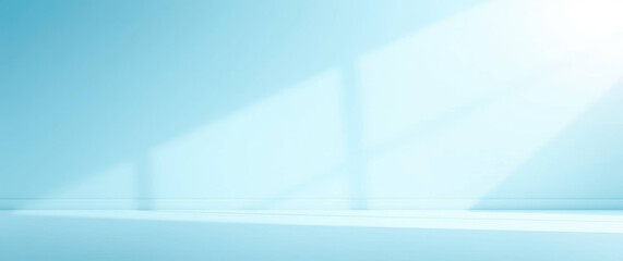 Aufkleber - Empty light blue room with window shadow and floor: minimalist interior design