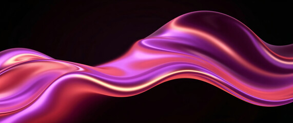 Leinwandbilder - Smooth pink and purple satin fabric flowing on black background