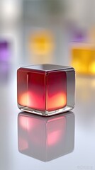 Poster - Colorful cube creating a mesmerizing reflection and ambiance in a serene setting