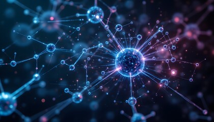 Wall Mural - digital interface representing molecular structures and interactions